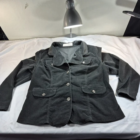 Vintage Fashion Bug Grey Corduroy Button Up Jacket Woman's Size 20W - Picture 8 of 12